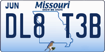 MO license plate DL8T3B