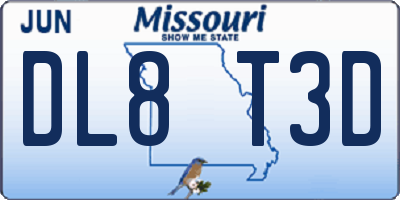 MO license plate DL8T3D