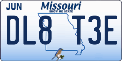 MO license plate DL8T3E