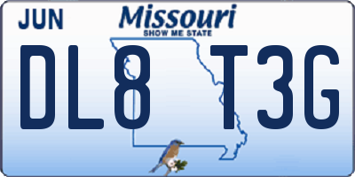 MO license plate DL8T3G