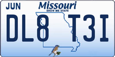 MO license plate DL8T3I