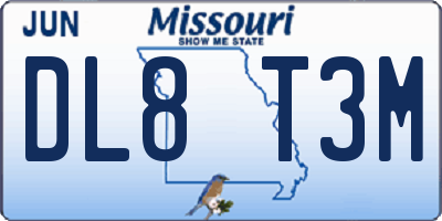 MO license plate DL8T3M