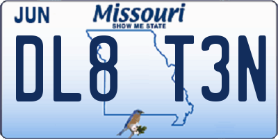MO license plate DL8T3N