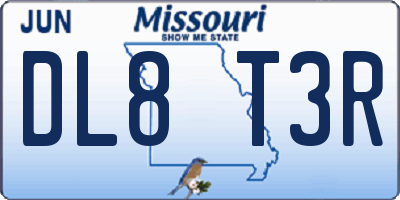 MO license plate DL8T3R