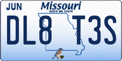 MO license plate DL8T3S