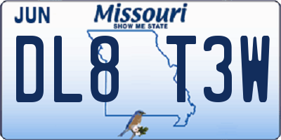 MO license plate DL8T3W