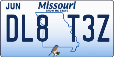 MO license plate DL8T3Z
