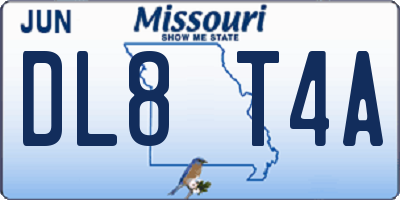 MO license plate DL8T4A