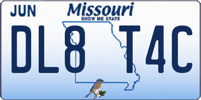MO license plate DL8T4C