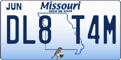 MO license plate DL8T4M