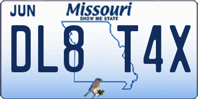 MO license plate DL8T4X