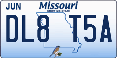 MO license plate DL8T5A