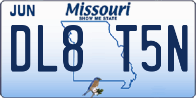 MO license plate DL8T5N