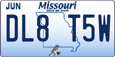 MO license plate DL8T5W
