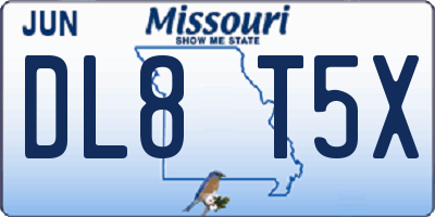 MO license plate DL8T5X