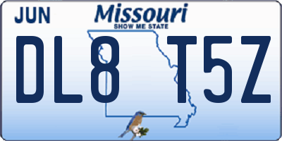 MO license plate DL8T5Z