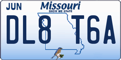 MO license plate DL8T6A