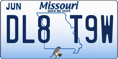 MO license plate DL8T9W