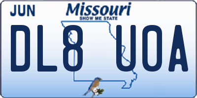 MO license plate DL8U0A