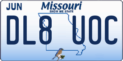 MO license plate DL8U0C