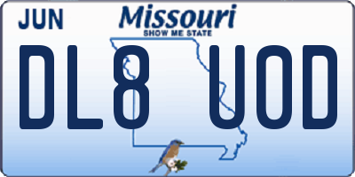 MO license plate DL8U0D