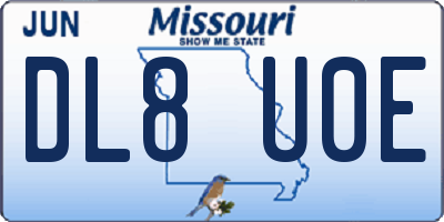 MO license plate DL8U0E