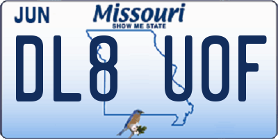 MO license plate DL8U0F