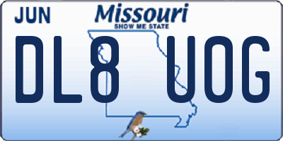 MO license plate DL8U0G