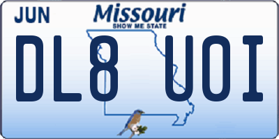 MO license plate DL8U0I