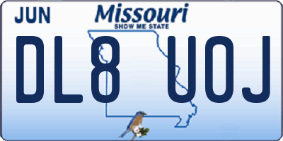 MO license plate DL8U0J