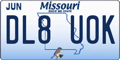 MO license plate DL8U0K