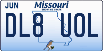 MO license plate DL8U0L