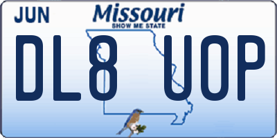 MO license plate DL8U0P