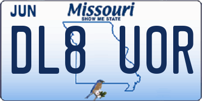 MO license plate DL8U0R