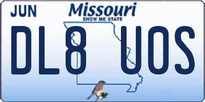MO license plate DL8U0S