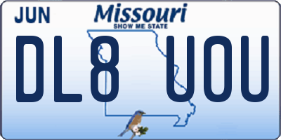 MO license plate DL8U0U