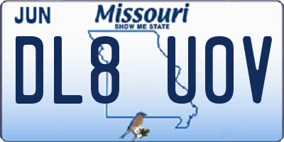 MO license plate DL8U0V