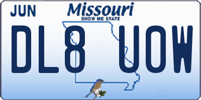 MO license plate DL8U0W