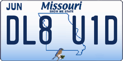 MO license plate DL8U1D