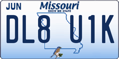 MO license plate DL8U1K