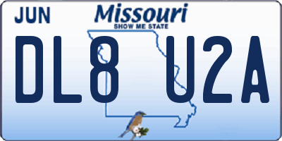 MO license plate DL8U2A