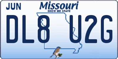 MO license plate DL8U2G