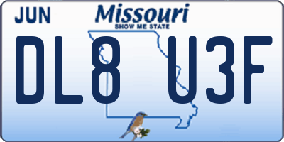 MO license plate DL8U3F