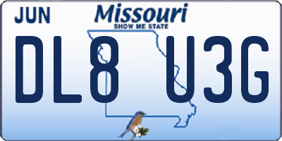 MO license plate DL8U3G