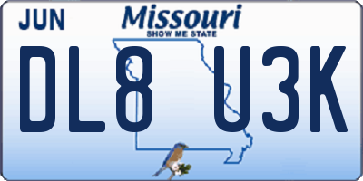 MO license plate DL8U3K