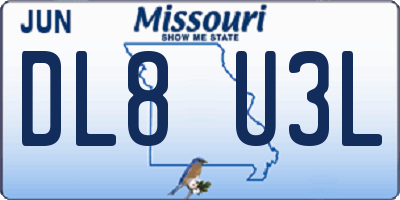 MO license plate DL8U3L
