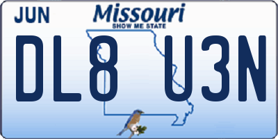 MO license plate DL8U3N