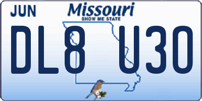 MO license plate DL8U3O