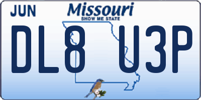 MO license plate DL8U3P