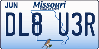 MO license plate DL8U3R